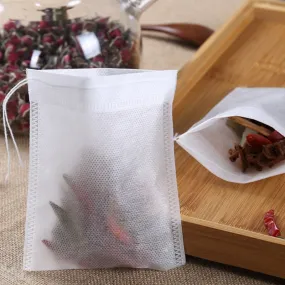 100Pcs 5X7Cm Disposable Drawstring Teabags Empty Tea Bags For Tea Bag Food Grade Non-Woven Fabric Pa