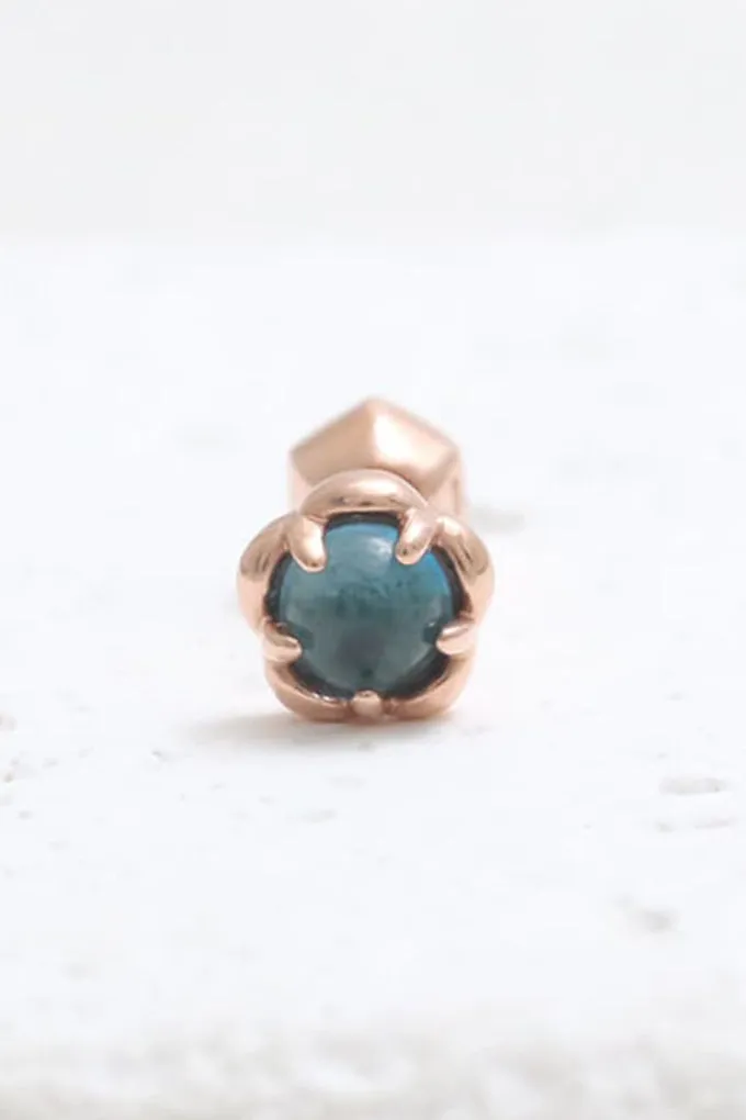 14K 18K Solid Gold Genuine London Blue Topaz Tiny Flower Cartilage Tragus Helix Piercing