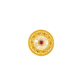 22K Antique Gold, Ruby & CZ Cocktail Ring (9.2gm)