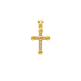 22K Yellow Gold & CZ Cross Pendant (2.6gm)