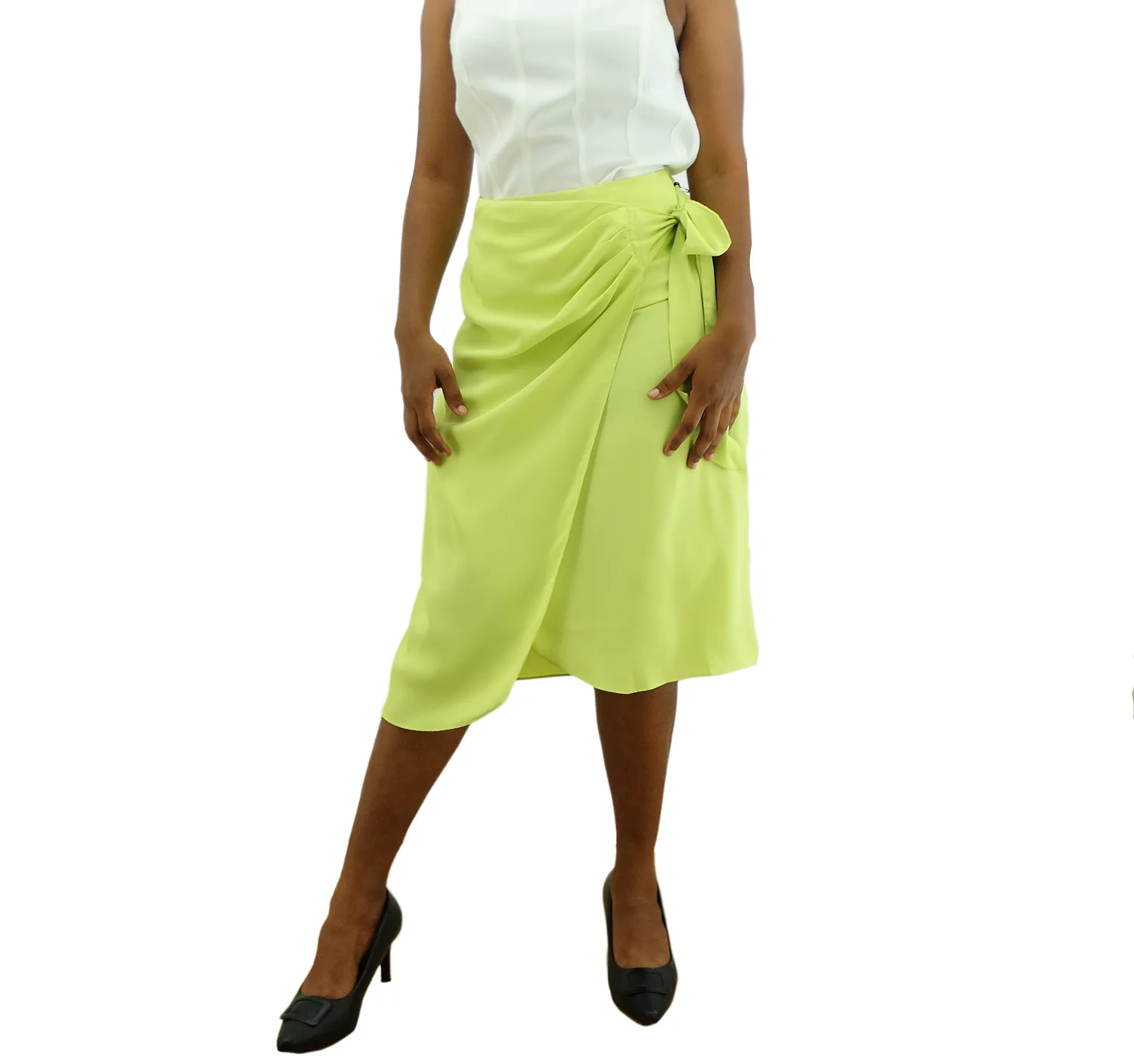 38236S, LADIES' SHORT MIDI WRAP, TIE WAIST SKIRT