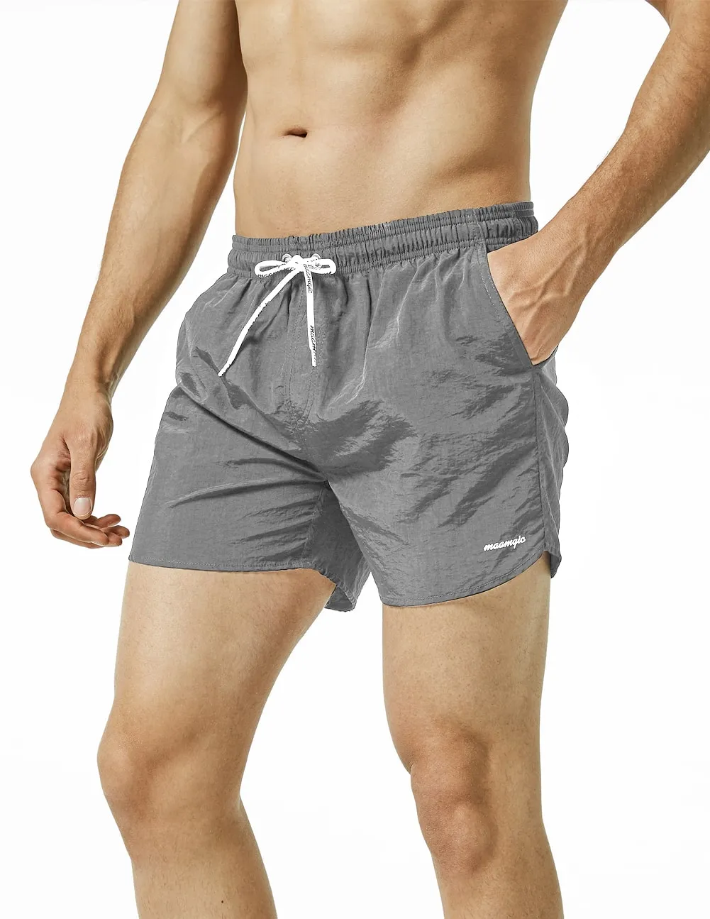 4.5 Inch Solid Nylon Swim Trunks Slim Fit