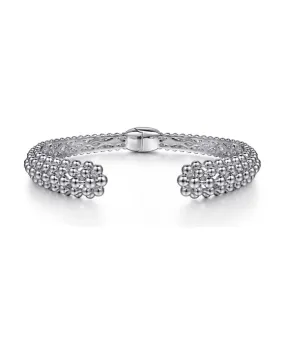 925 Sterling Silver Bujukan Beaded Split Bangle