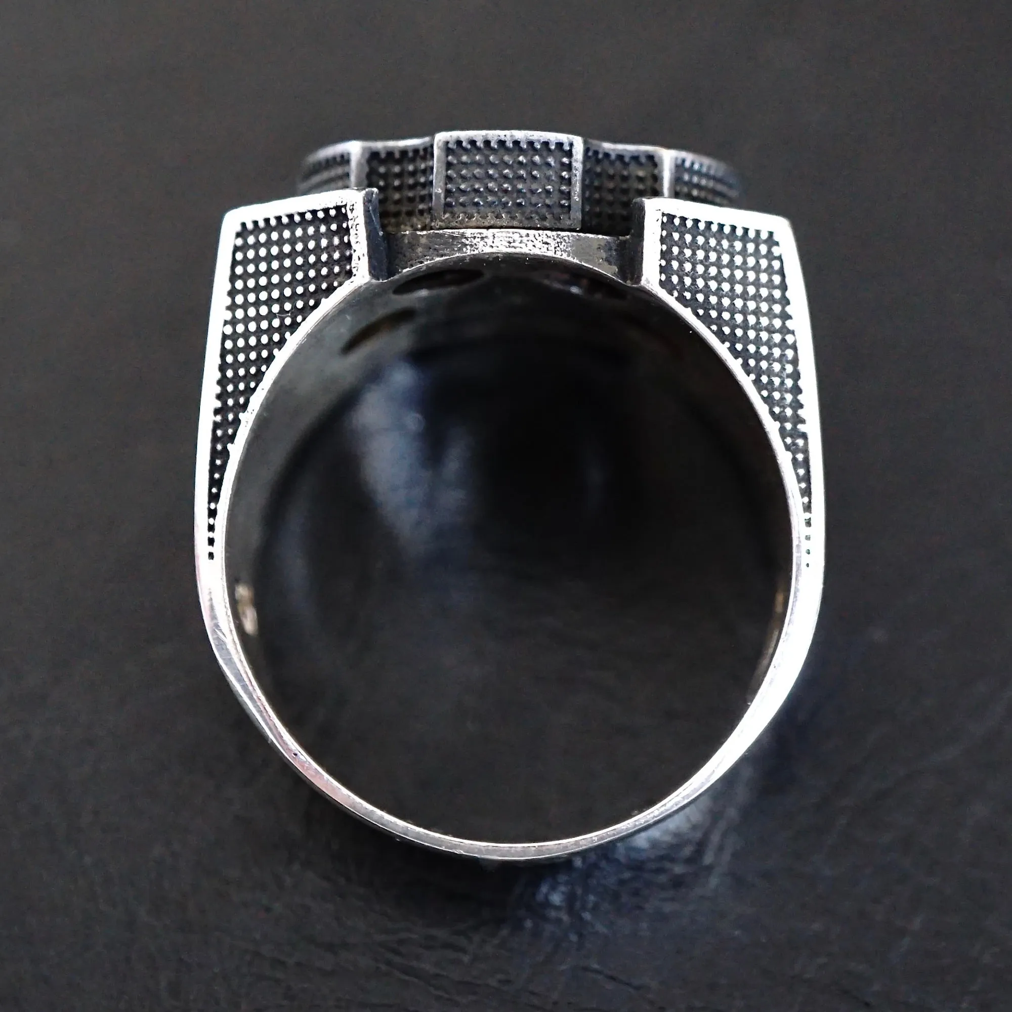 925 Sterling Silver Men's Ring Spinning Revolver Black Diamond Bullet Unique Turkish Jewelry