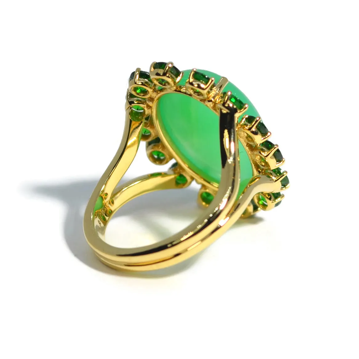 A & Furst - Sole - Cocktail Ring with Natural Chrysoprase and Tsavorite Garnet, 18k Yellow Gold