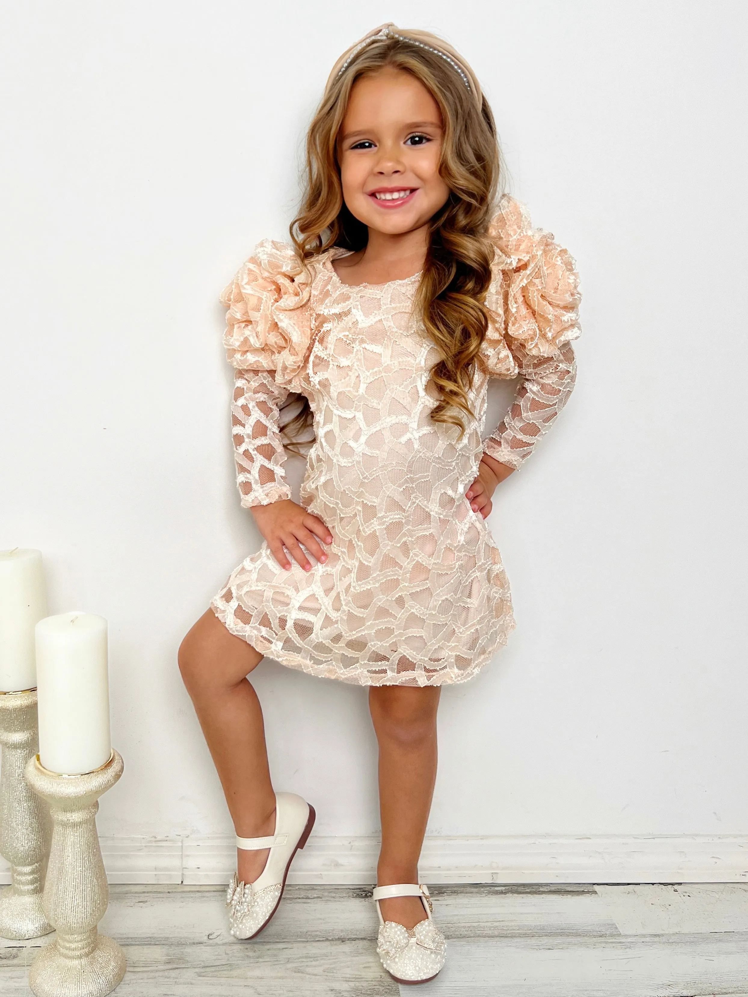 A Fashionista Moment Rosette Sleeve Lace Dress