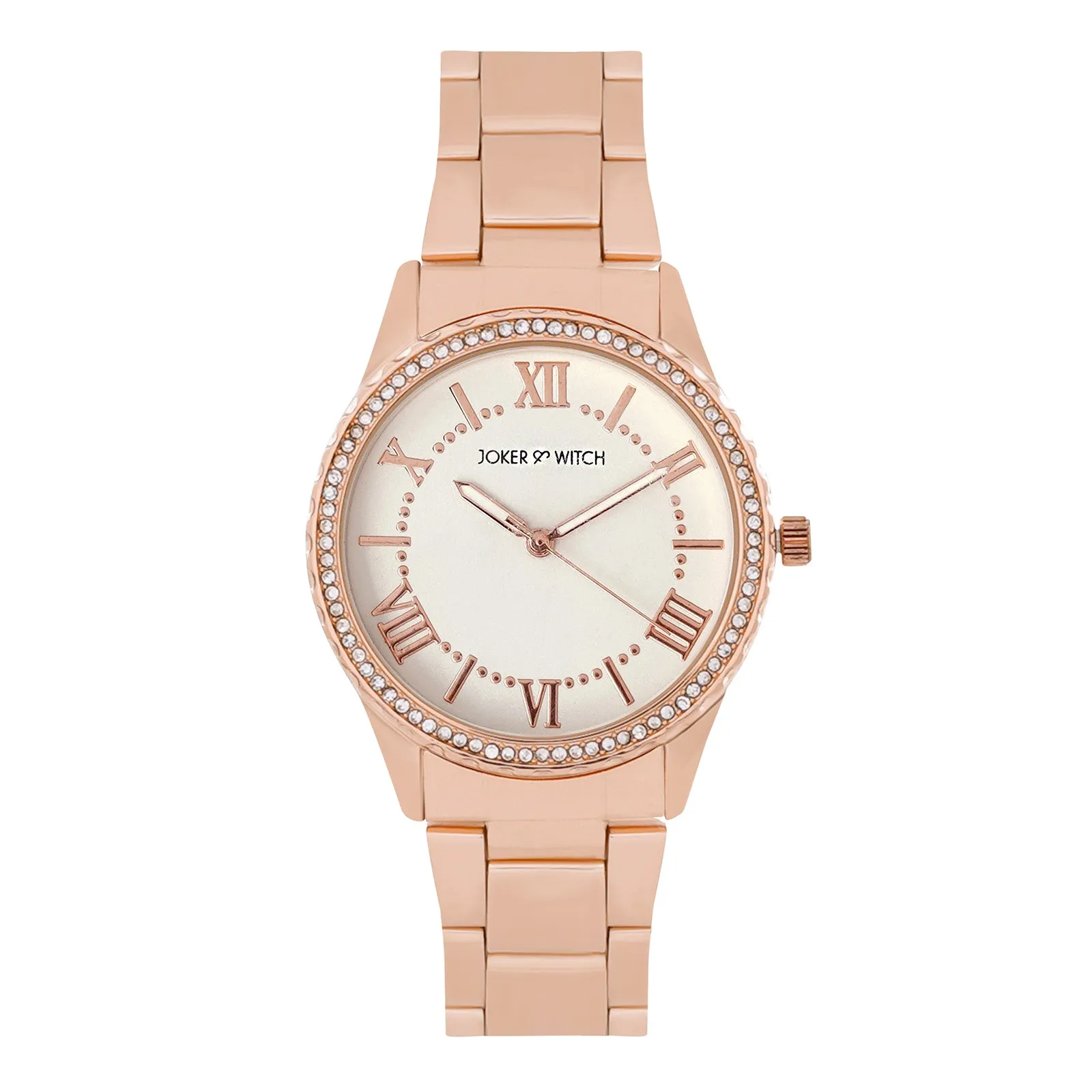 Adrenalina White Dial Rosegold Metallic Strap Watch