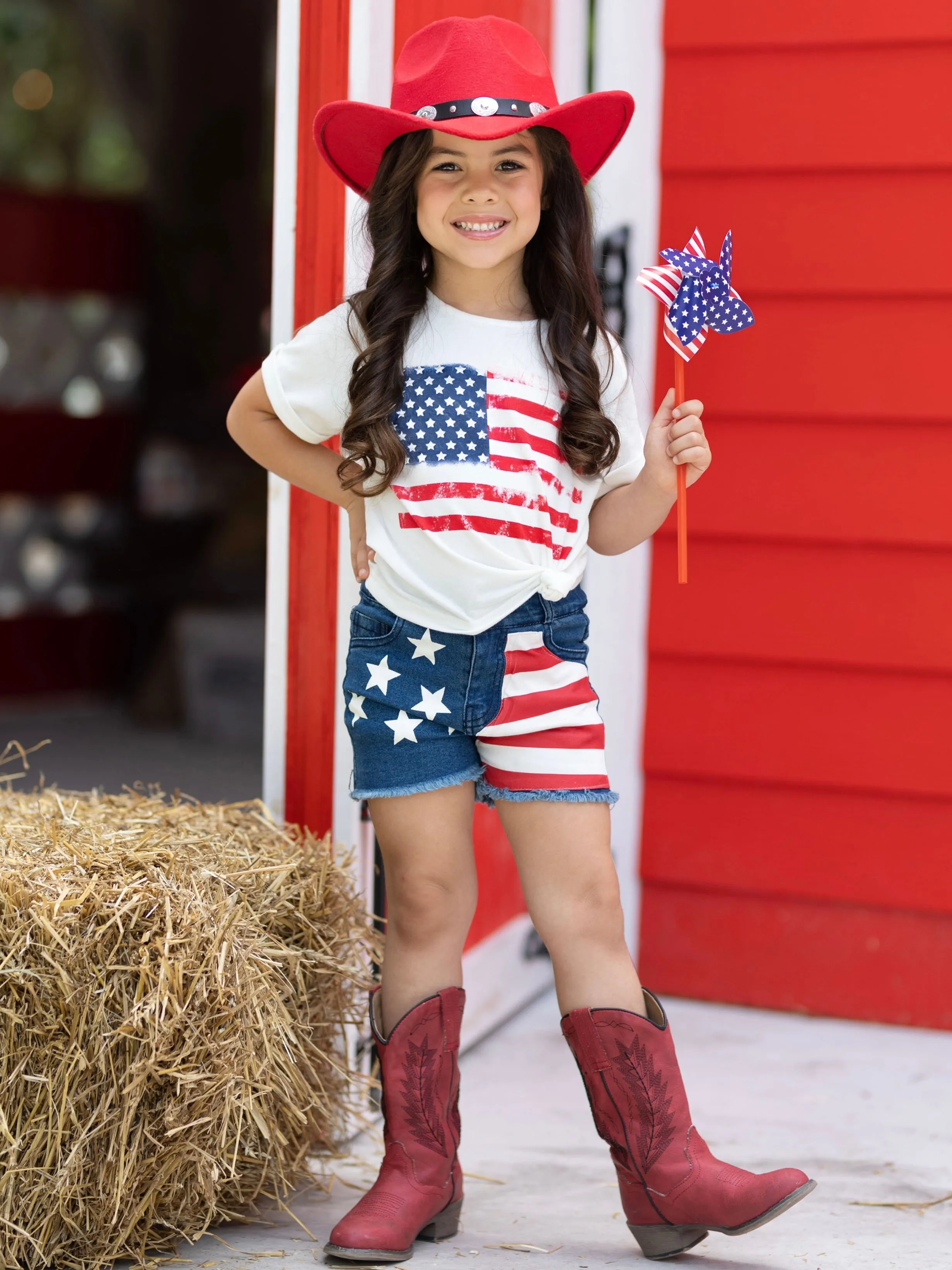 All-American Me Flag Top and Denim Short Set