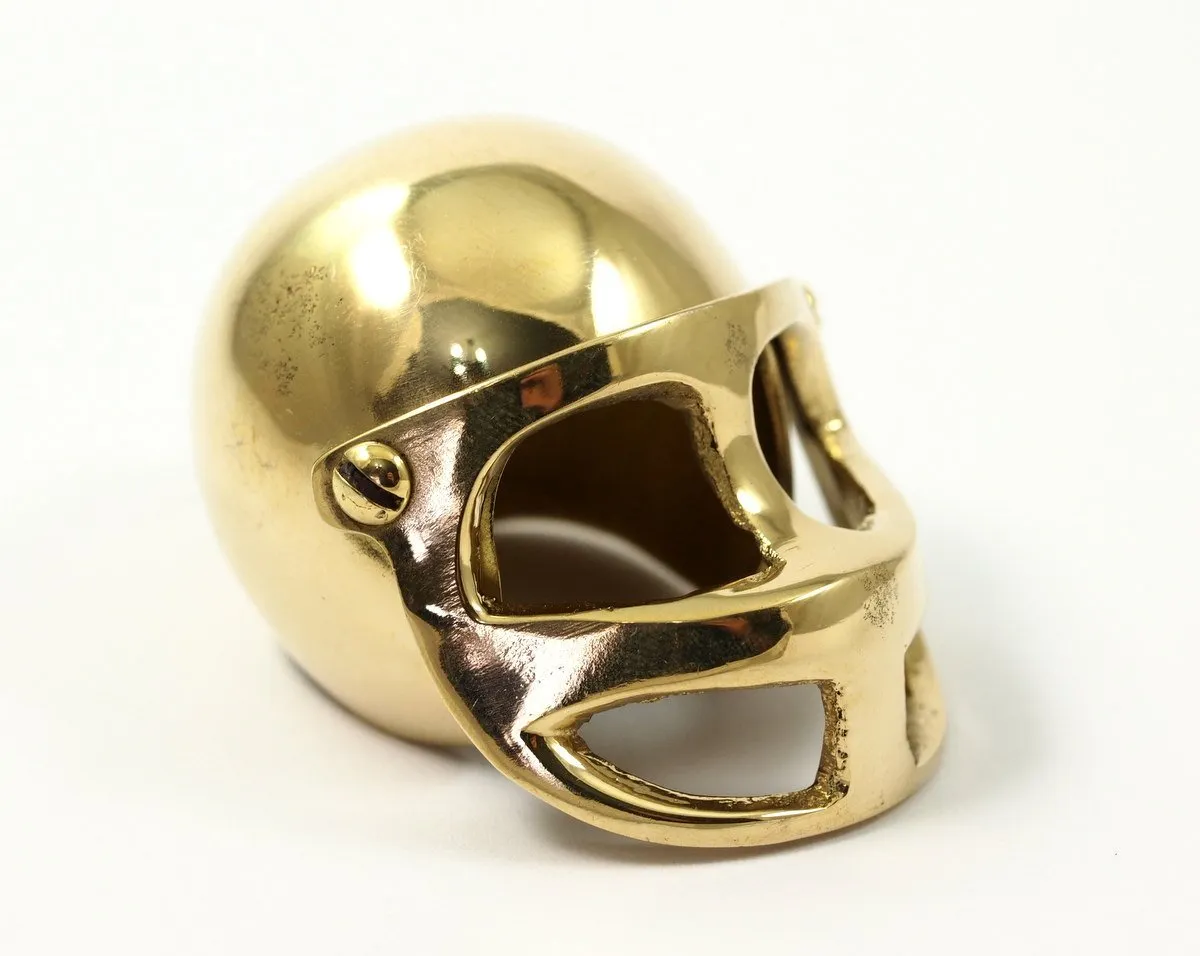 American Football Helmet, 1 Raw Brass American Football Helmet Charms Figure