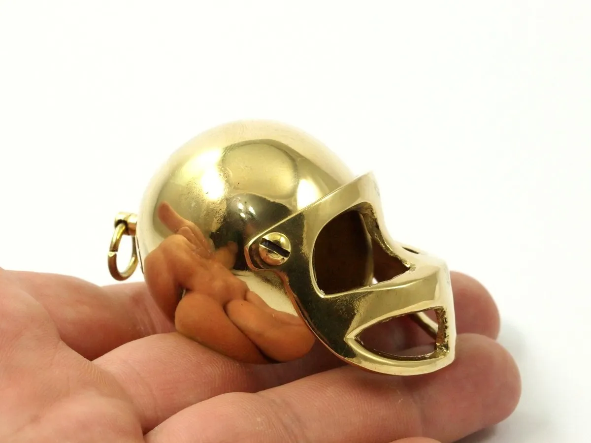 American Football Helmet, 1 Raw Brass American Football Helmet Charms Figure