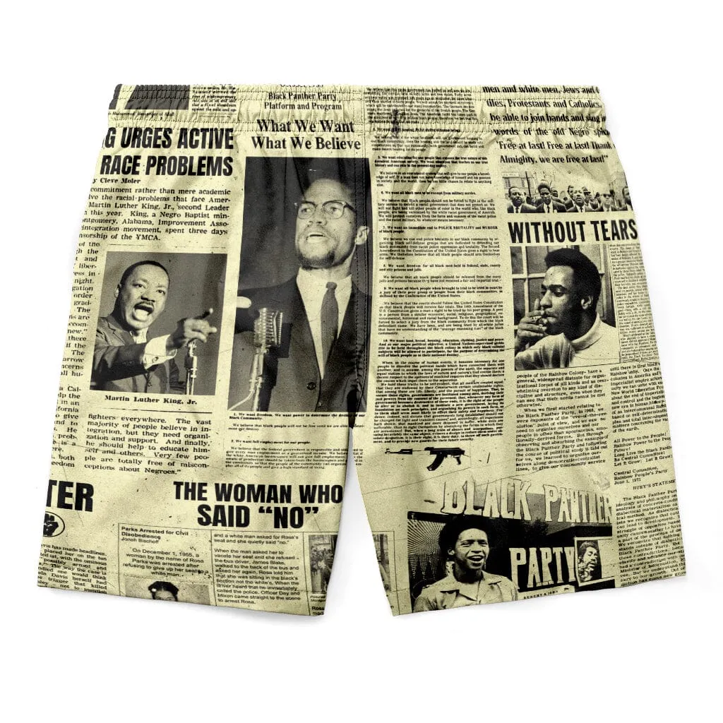 Black Power Newspaper T-shirt And Shorts Set