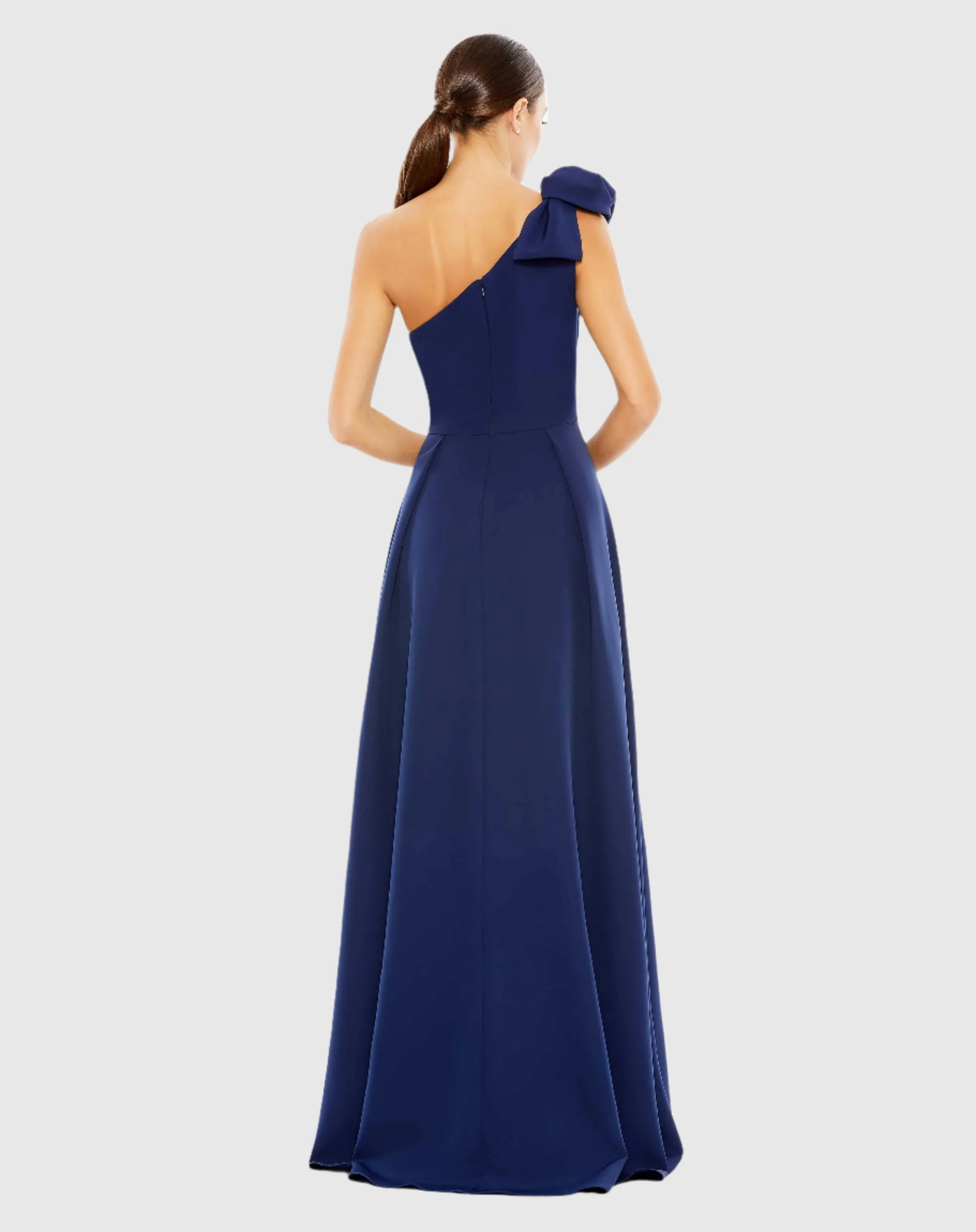 Bow One Shoulder A Line Gown