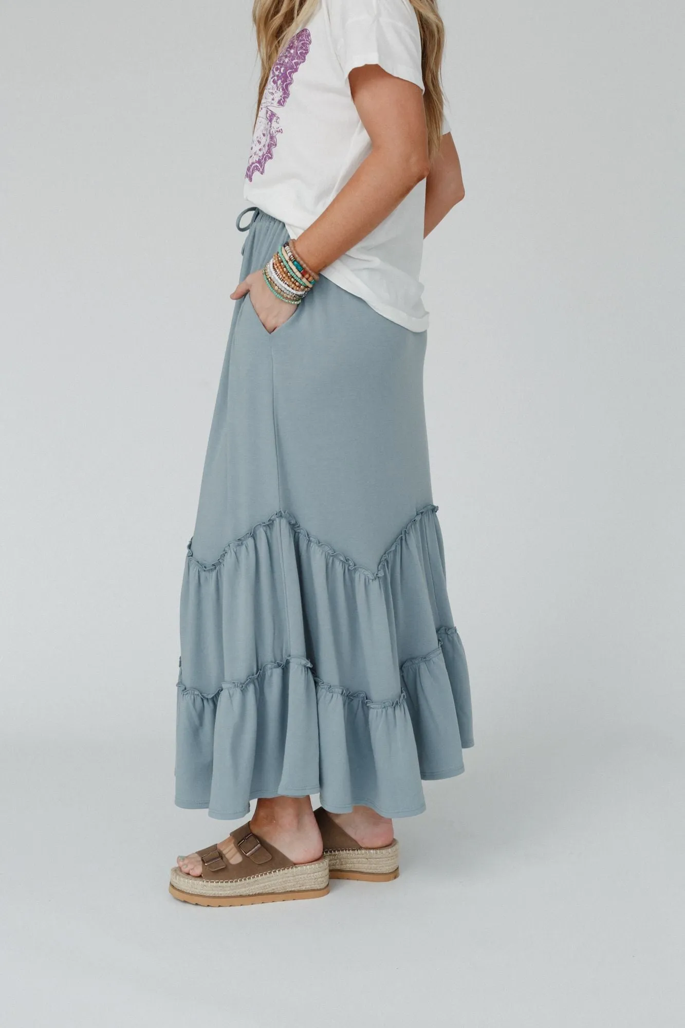 Bunches Of Love Tiered Maxi Skirt - Electric Blue