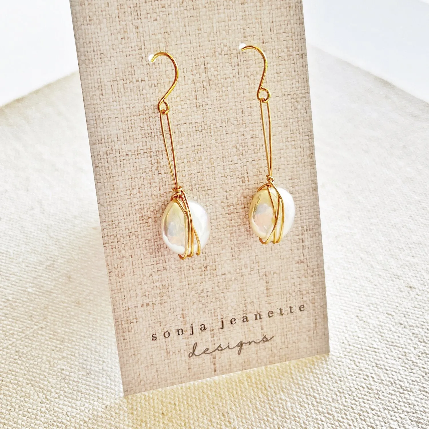 Coin Pearl Earrings - Gold-Fill