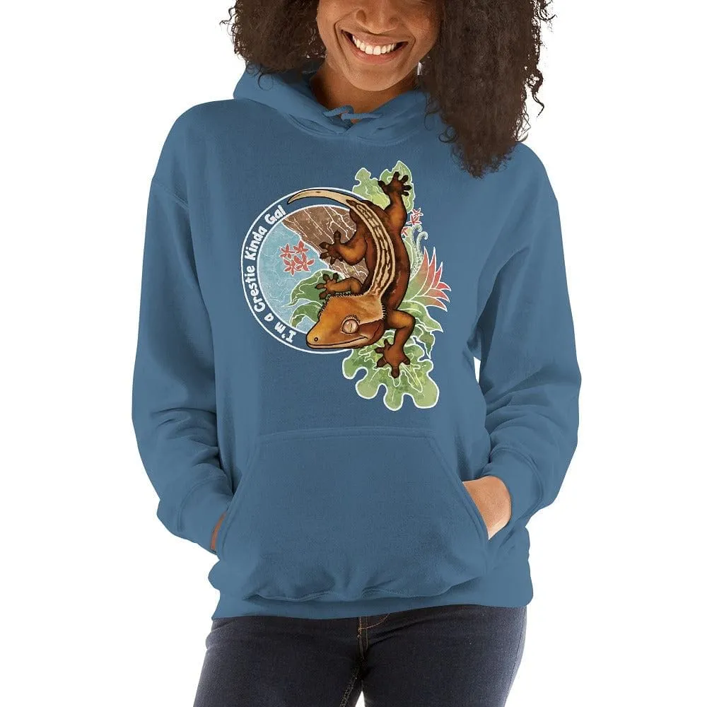 Crestie Kinda Gal, Created Gecko Hoodie, Cute Lizard, Reptile Gift Pullover