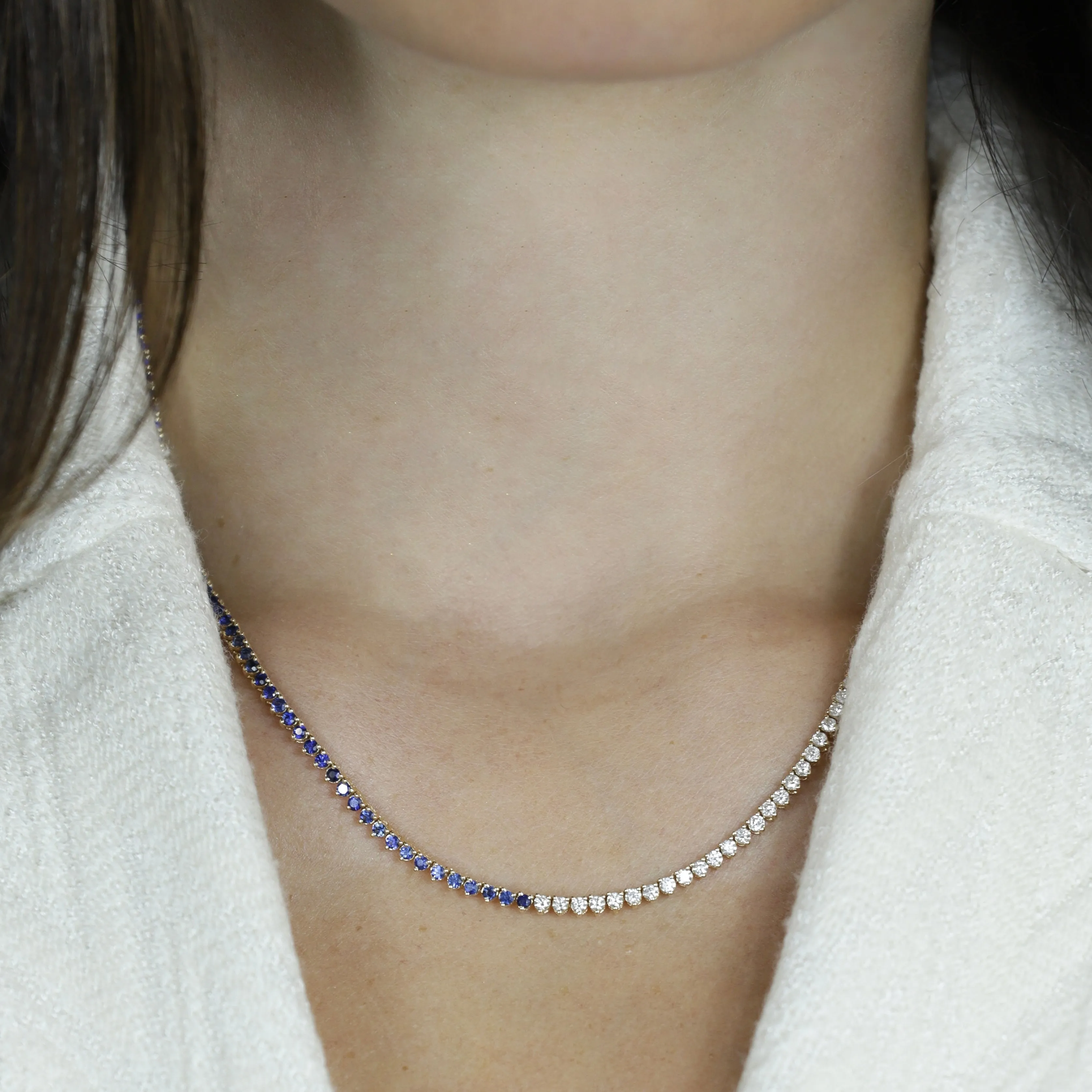 Diamond & Gemstone Tennis Necklace