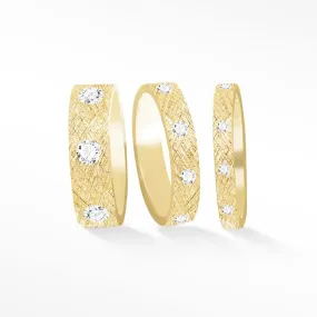 Diamond Cigar Band Ring Florentine 14k Gold