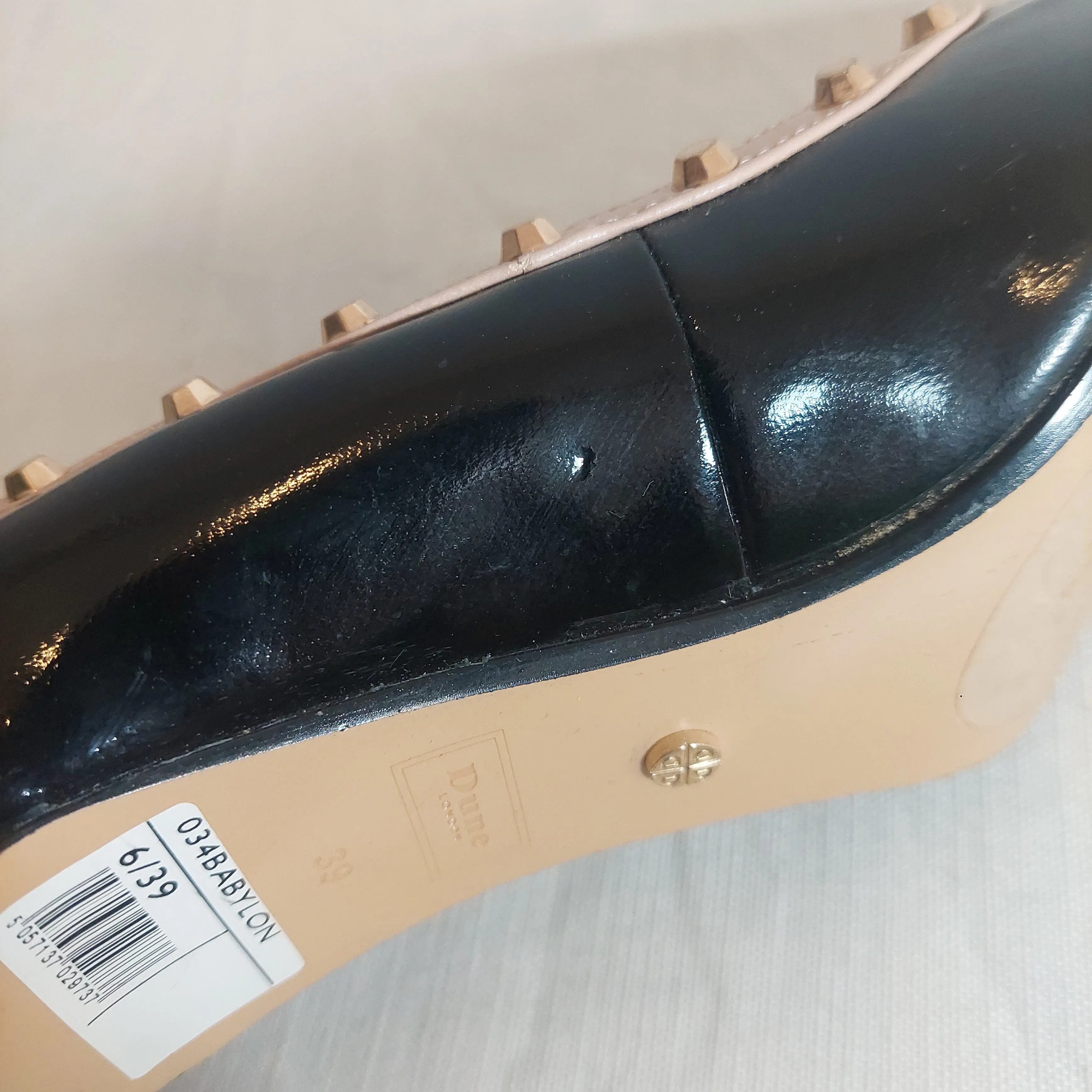 DUNE 'Babylon' Black with Gold Studs Pointed Pumps | Pre loved |