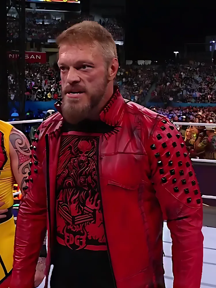 Edge SummerSlam Studded Red Leather Jacket