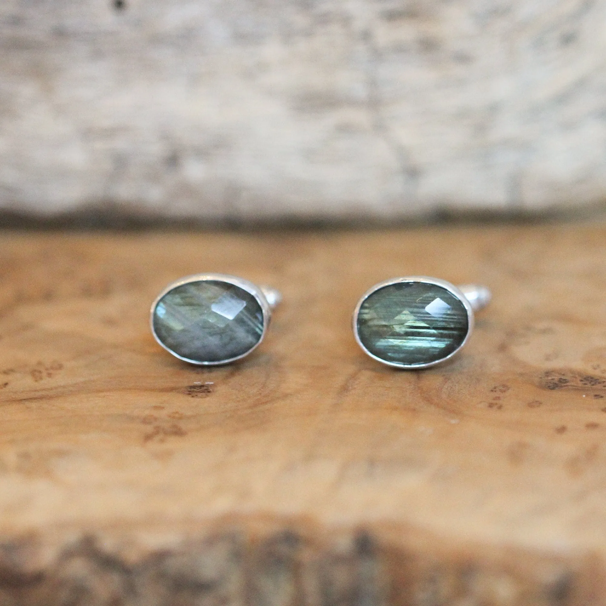 Faceted Labradorite Cuff Links - Labradorite Cufflinks - .925 Sterling Silver - Silversmith Cufflinks