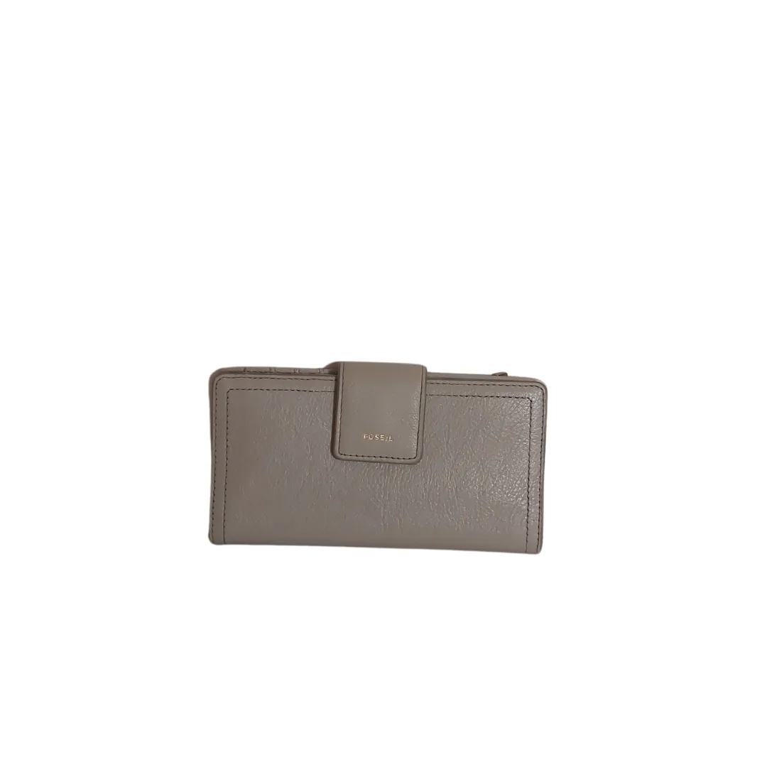 Fossil Taupe Leatherette Logan Tab Wallet Clutch | Like New |