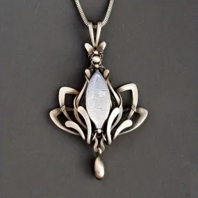 Gorgeous Silver Boho Flower Gemstone Pendant Necklace - Perfect for Gothic Parties and Jewelry Gifts!