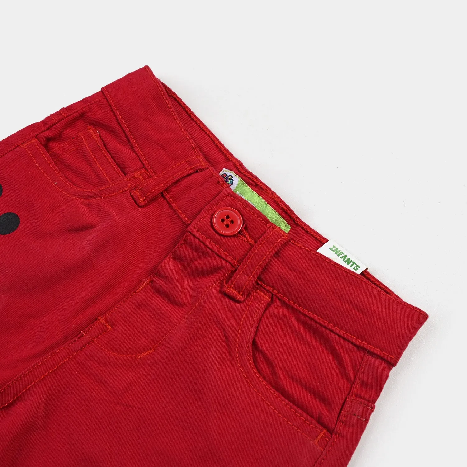 Infant Boys Cotton Twill Short Mickey-Red