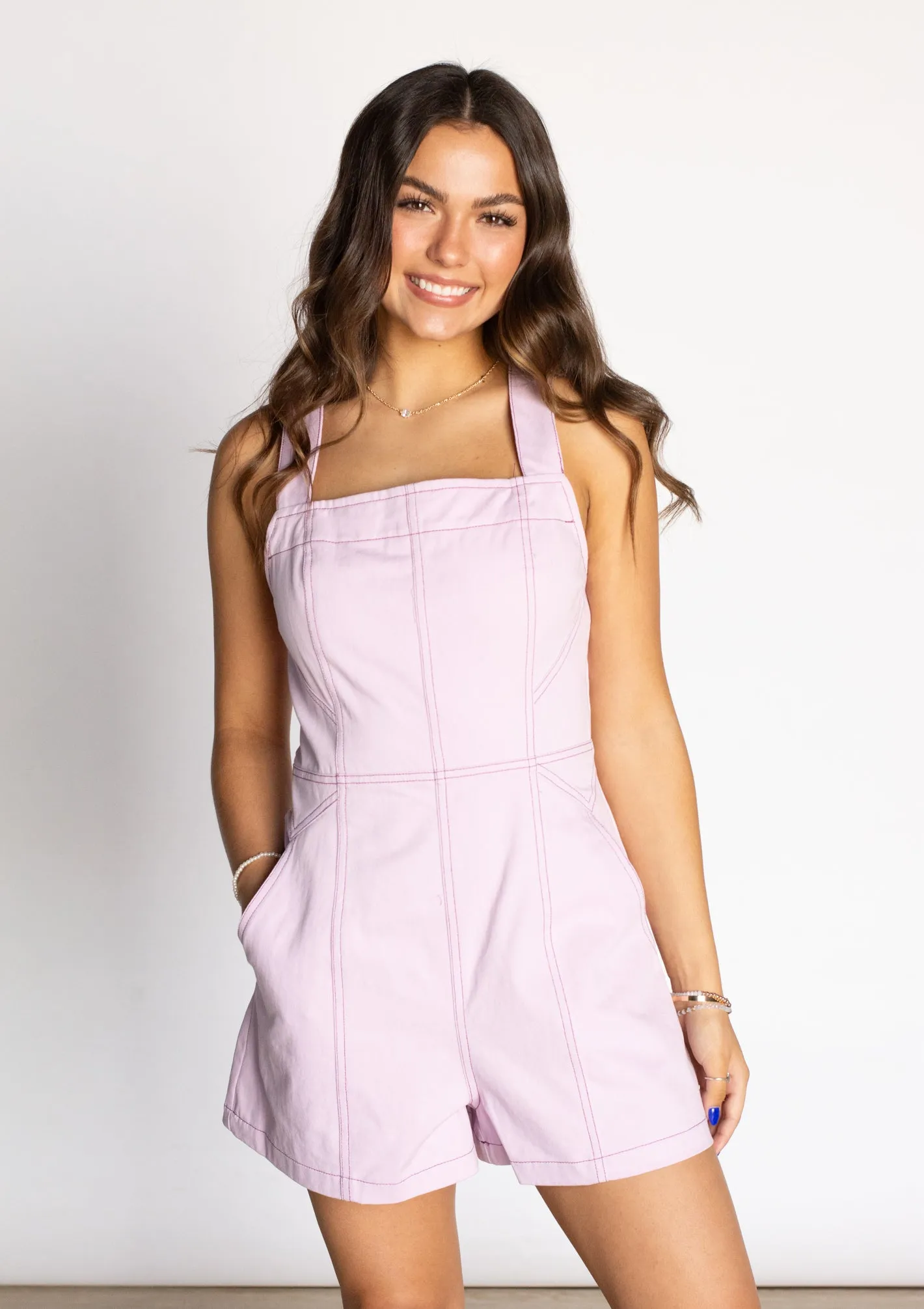 Loving on You Lilac Tie Back Romper