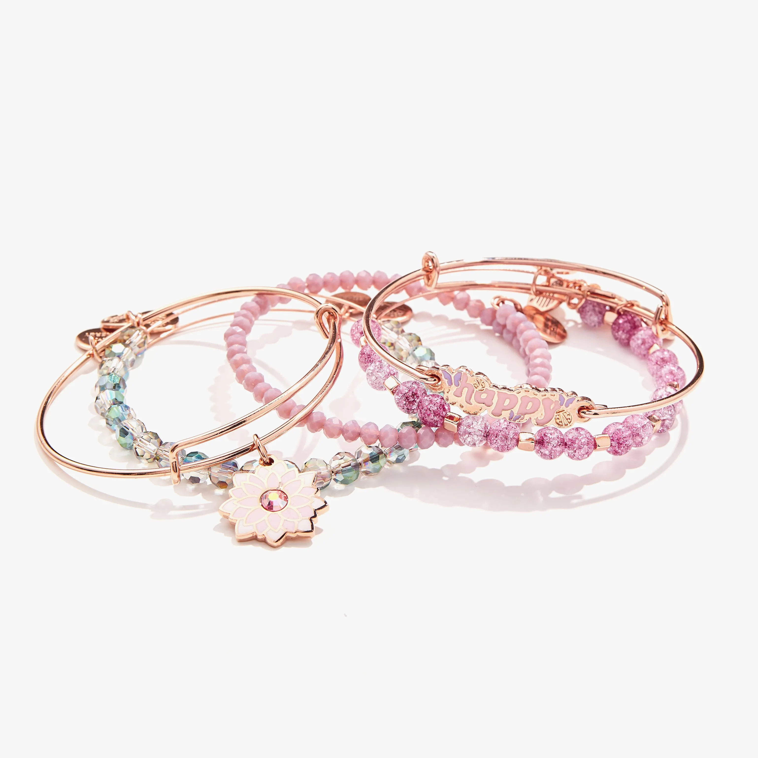 Manifest Happiness Charm Bangles, Set of 5