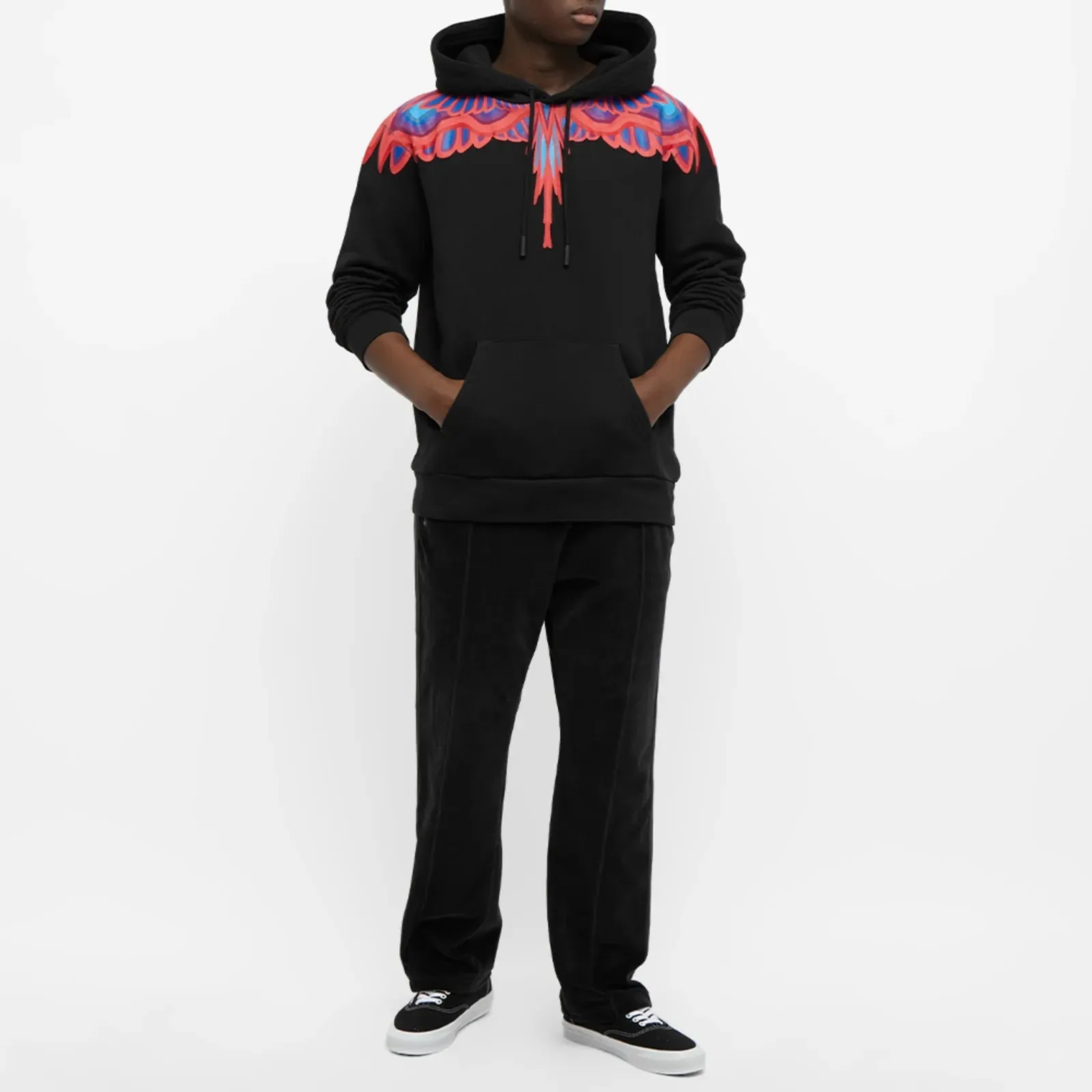 Marcelo Burlon Curves Wings Regular Hoodie Black Red