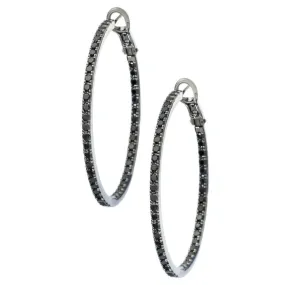 Mary Hoops Silver Black Diamond 1.5mm