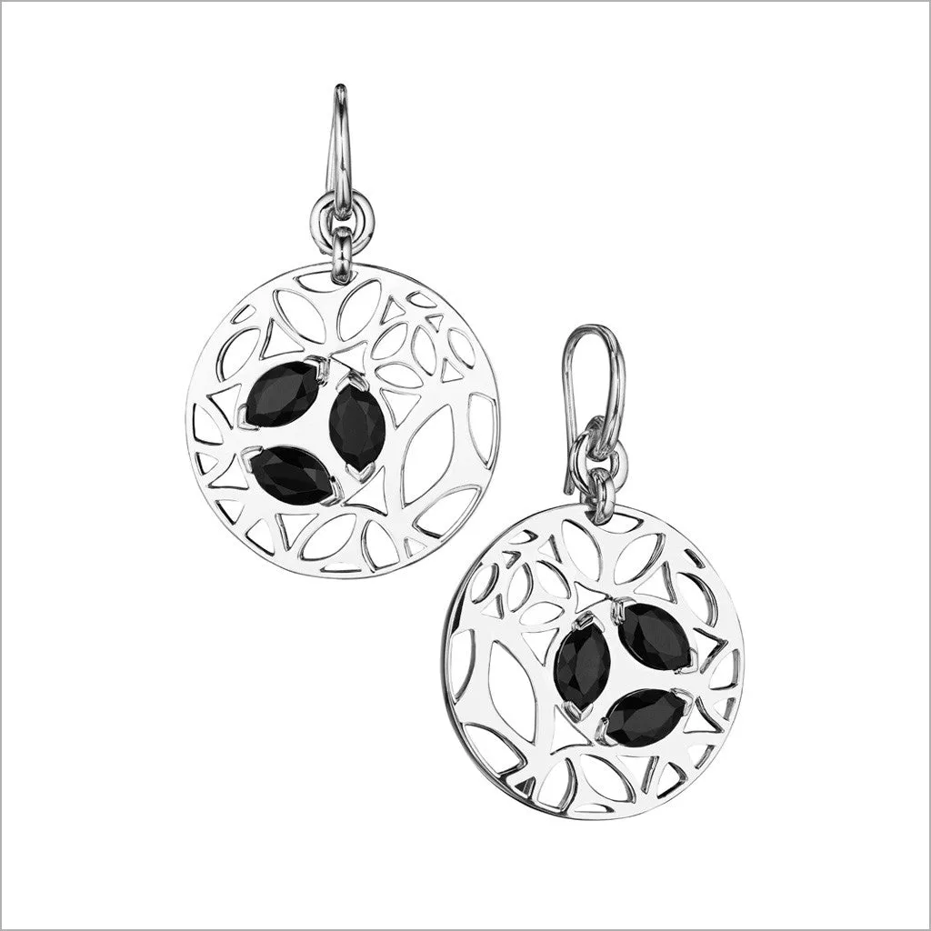 Medallion Black Onyx Small Earrings in Sterling Silver