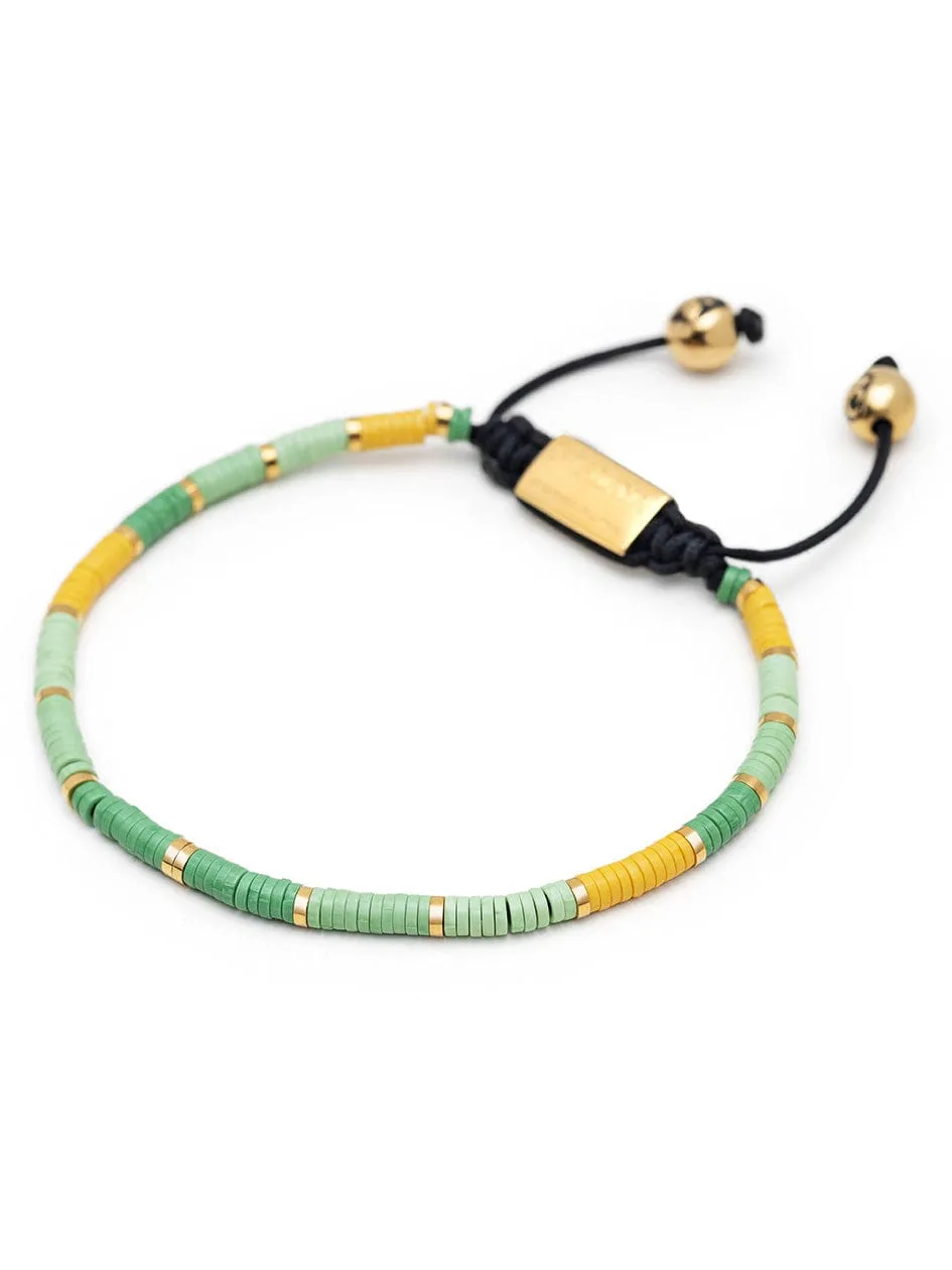 Men's Beaded Bracelet with Green Mini Disc Beads