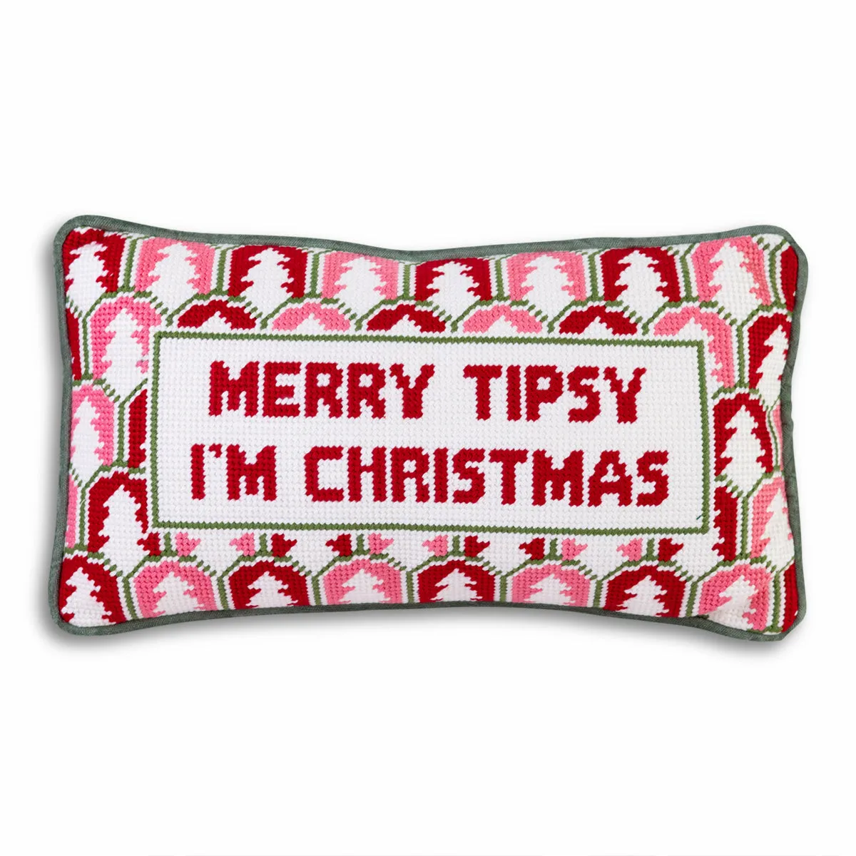 Merry Tipsy Needlepoint Pillow