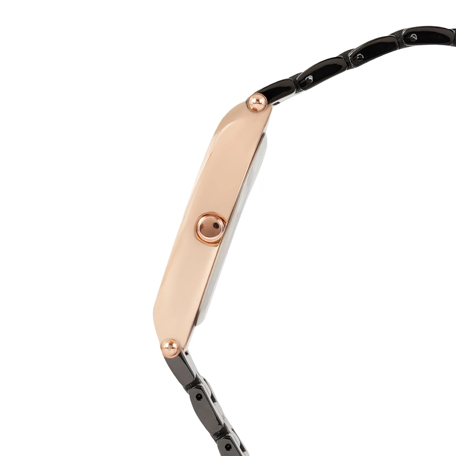 Milan RoseGold & Black Metallic Strap Watch