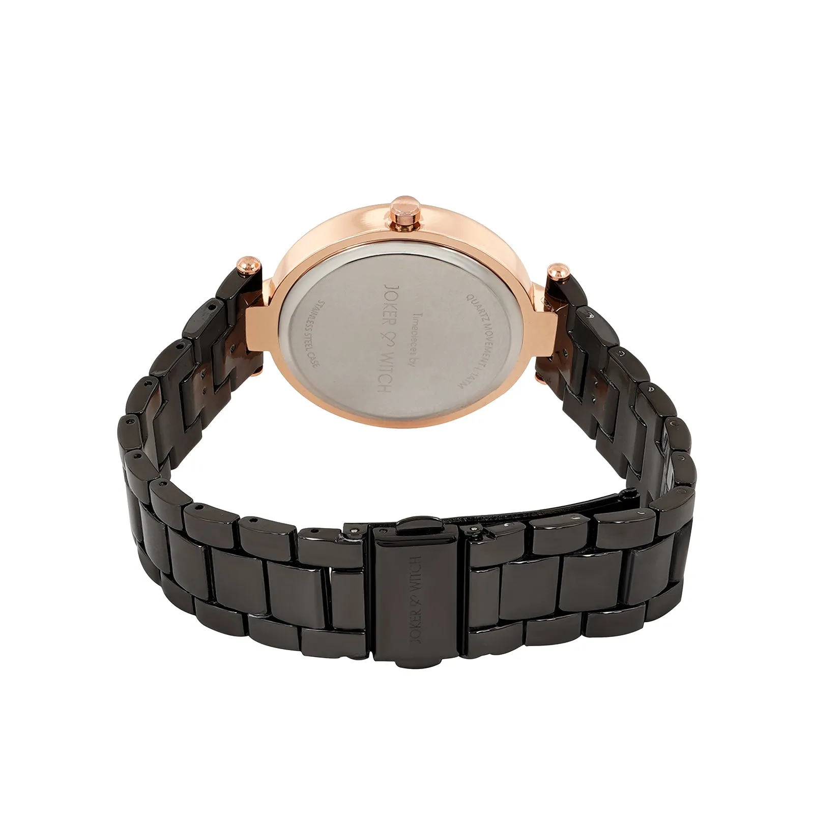 Milan RoseGold & Black Metallic Strap Watch