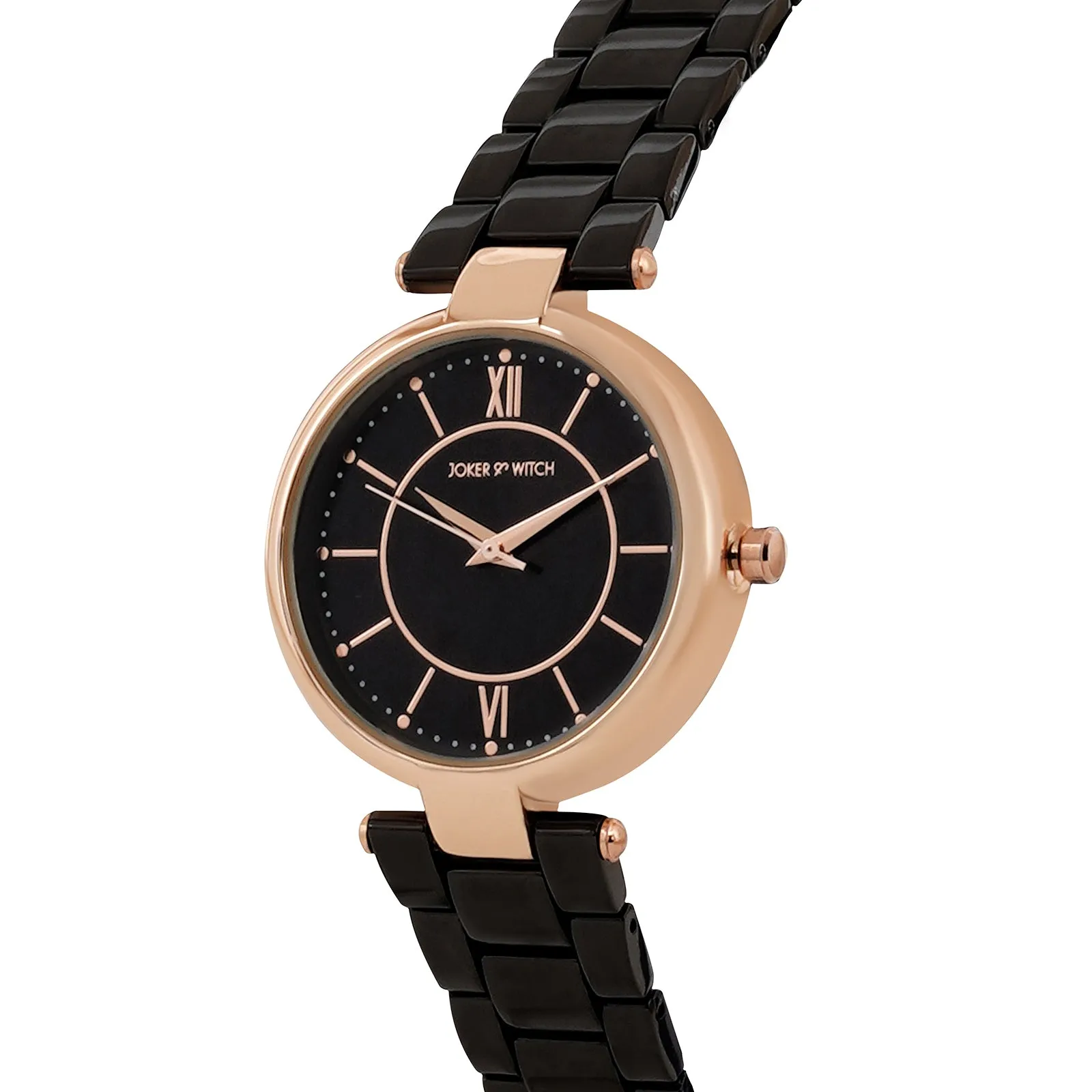 Milan RoseGold & Black Metallic Strap Watch