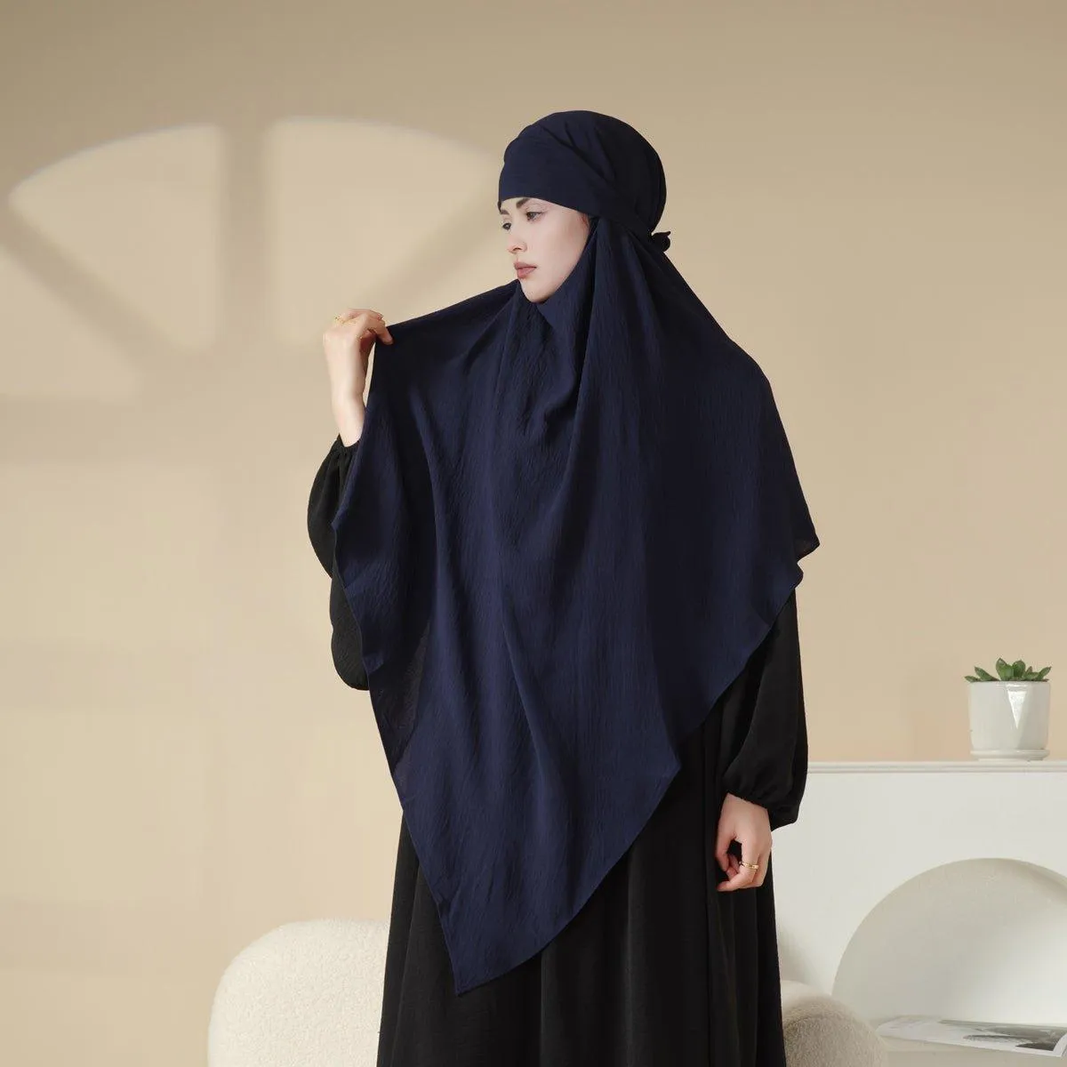 MK011  Stunning Two-Layer Crepe Khimar