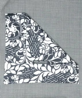 Monochrome Floral Black Pocket Square