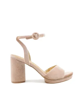 MOONDANCE - NUDE VELVET WEDDING PLATFORM HEEL - FINAL SALE