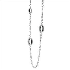 Motif Black Enamel 42 Necklace in Sterling Silver