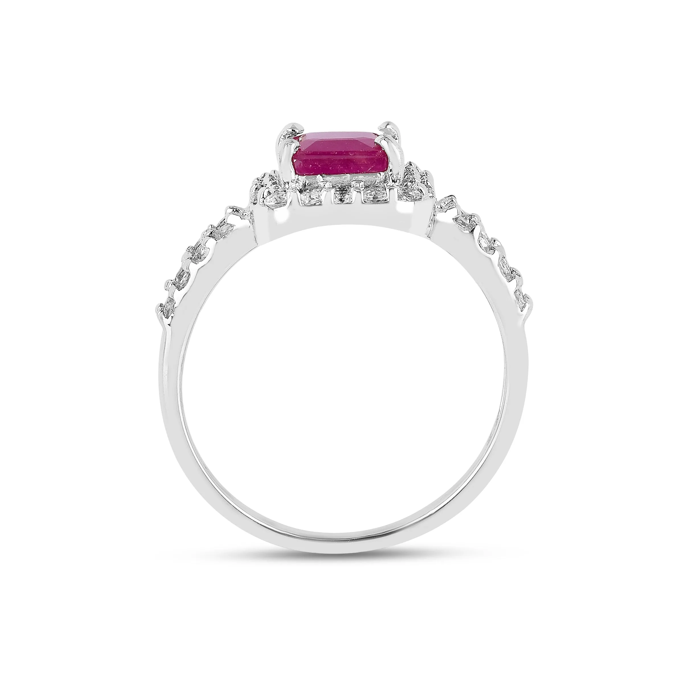 Natural Ruby Split Band Octagon Ring