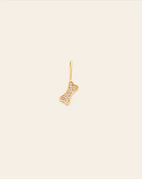 Pave Dog Bone - White Topaz, 14k Solid Gold