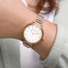 Petite White Rosegold Dual Tone  Watch