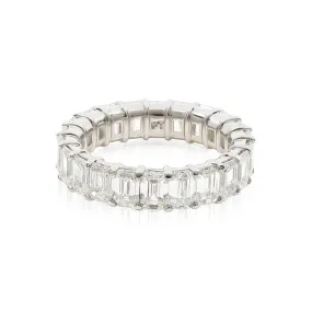 PLATINUM EMERALD-CUT DIAMOND ETERNITY BAND 5.46CTW