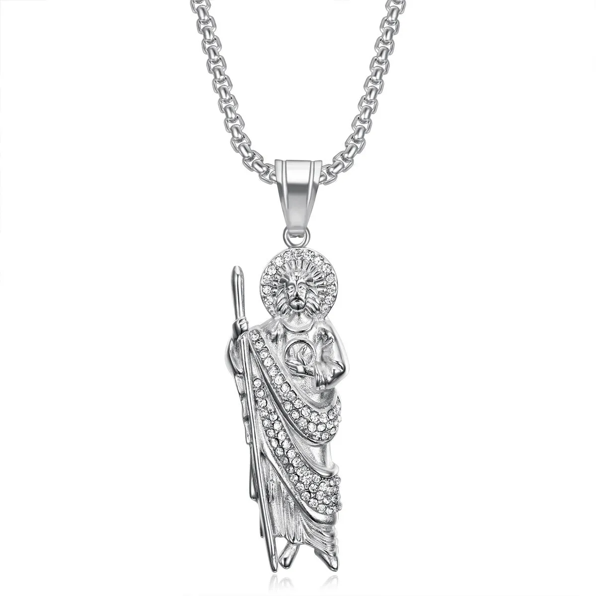 Round Cut CZ Diamonds San Judas Necklace