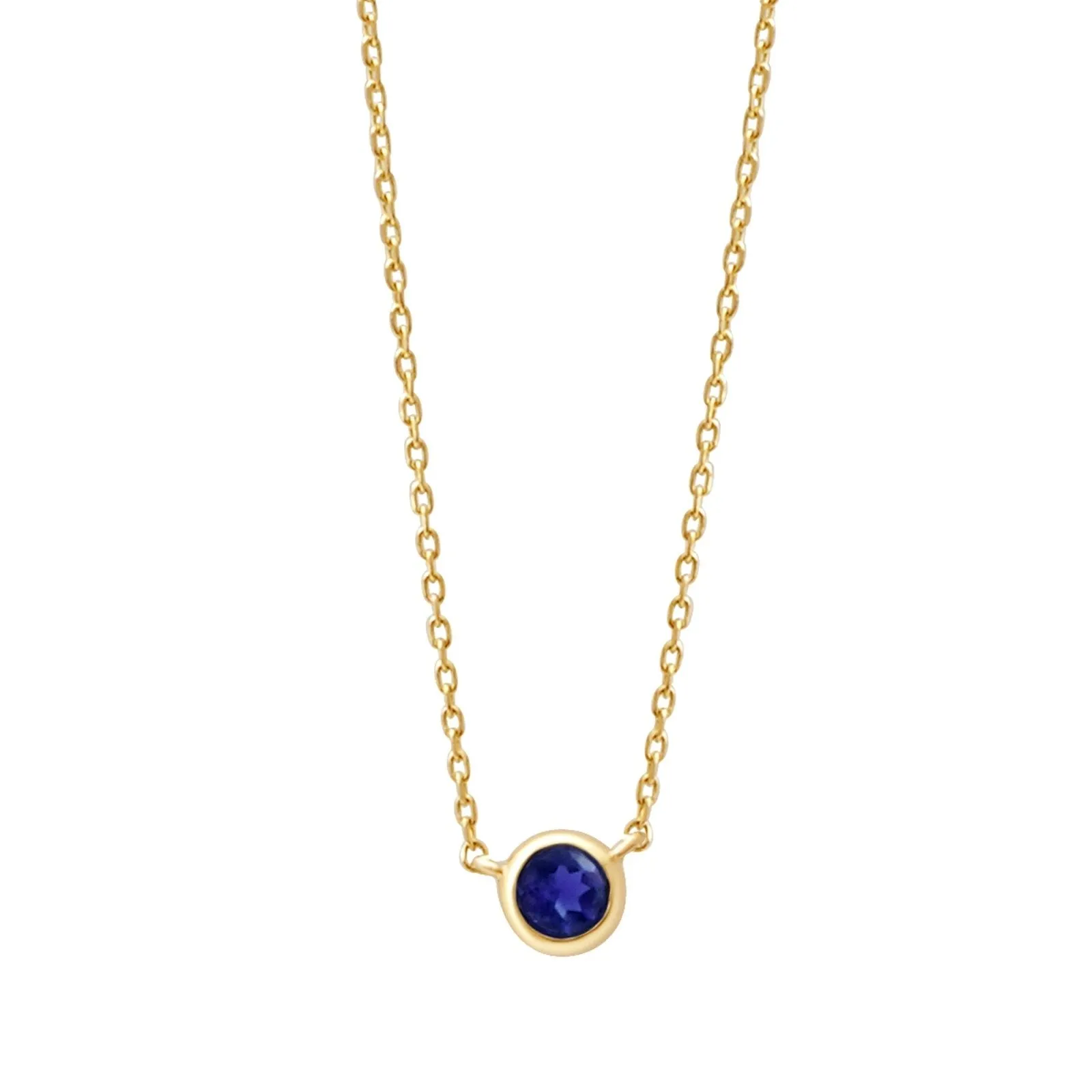 Sapphire Station Necklace Bezel Set in 14k Gold