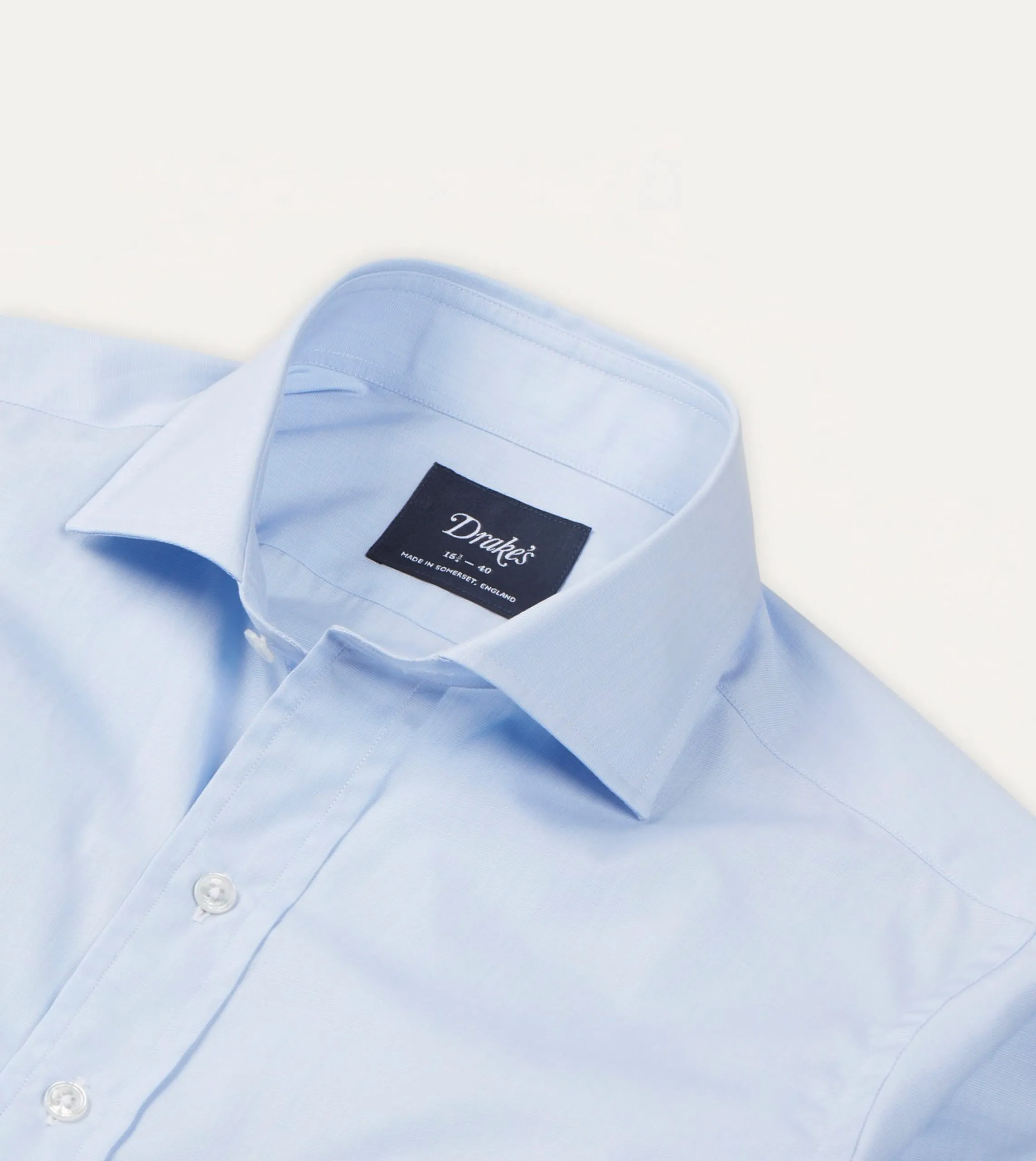 Sky Blue Cotton Spread Collar End-on-End Poplin Shirt