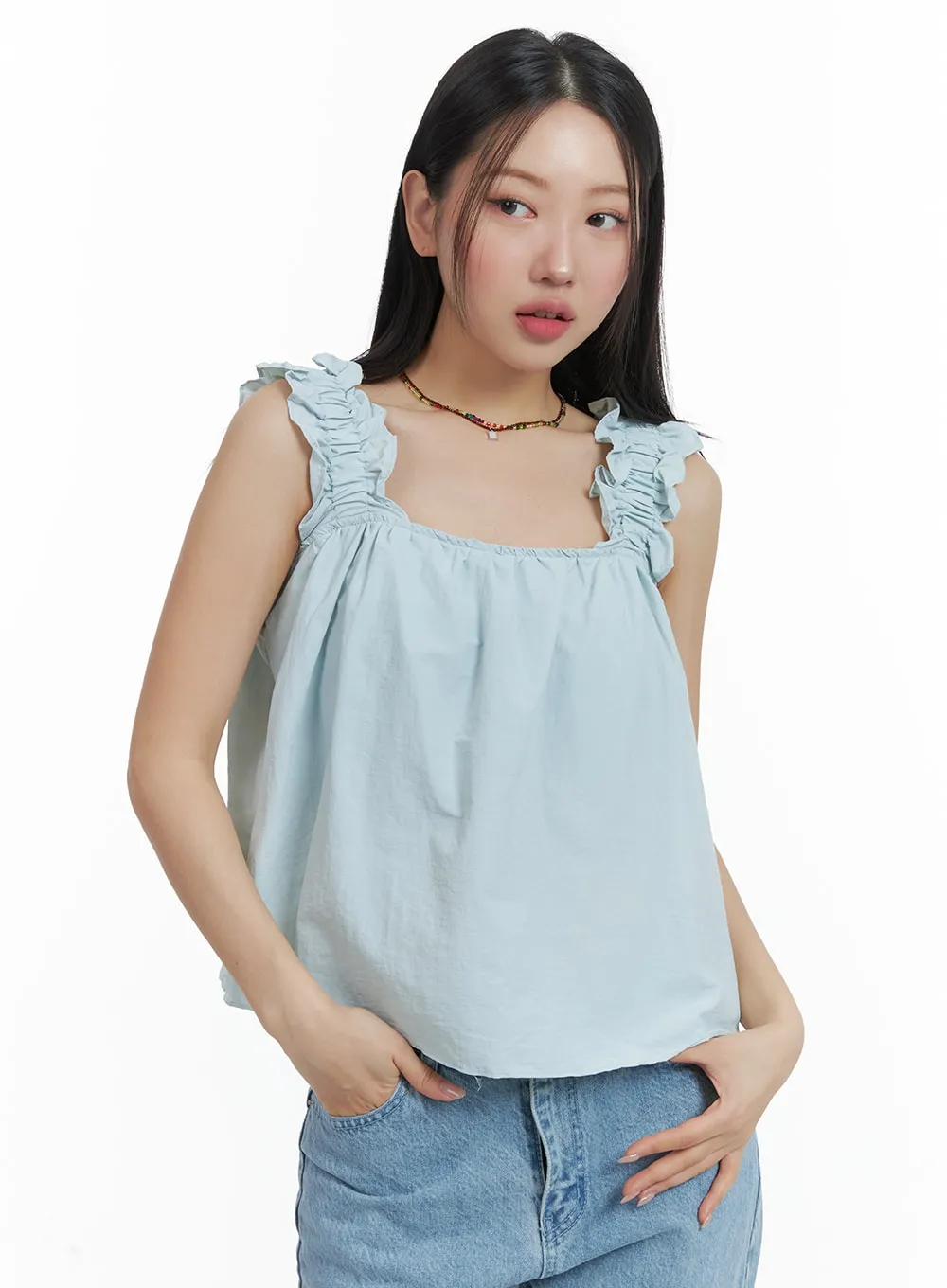 Sleeveless Frill Top OM428