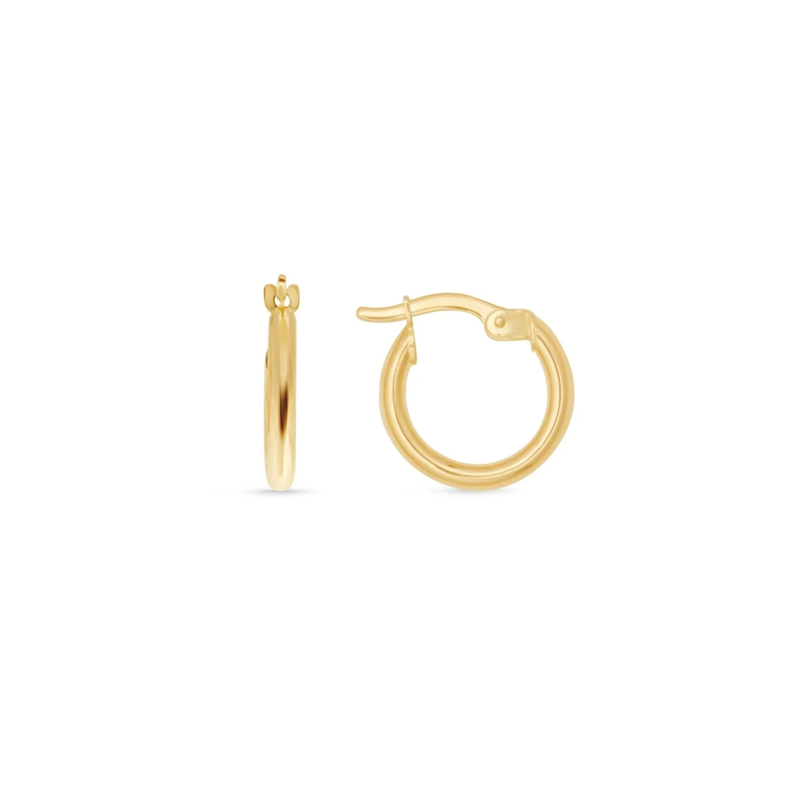 Solid 14k Yellow Gold Hoop Earring, 10mm